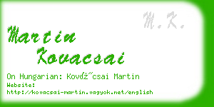 martin kovacsai business card